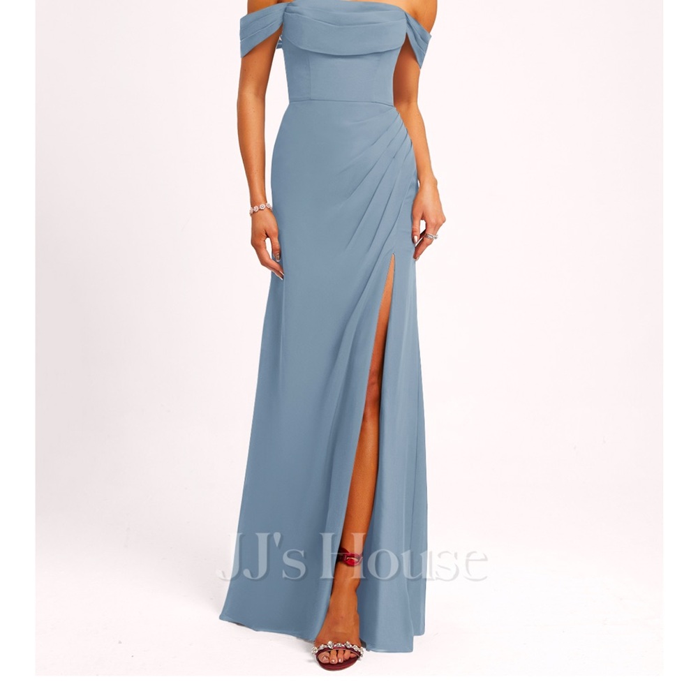 JJs House Blue Off-Shoulder Evening Dress